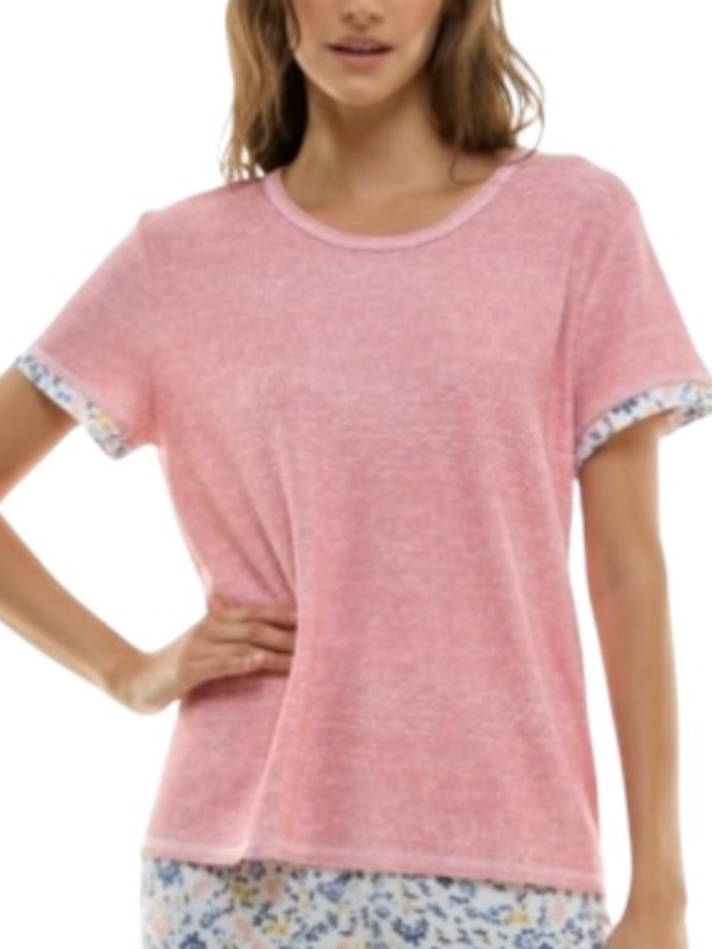 Roudelain Women's Double-Sleeve Pajamas Top Bridal Rose Soft - NWT
